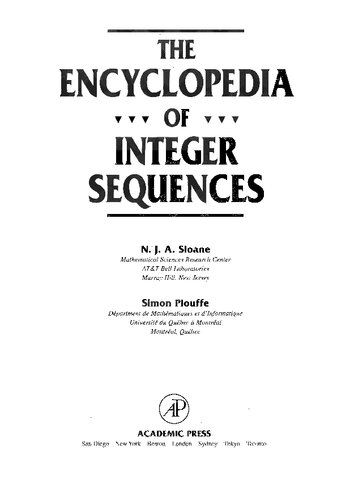 The Encyclopedia of Integer Sequences