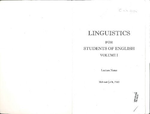 Linguistics for Students of English: Lecture Notes