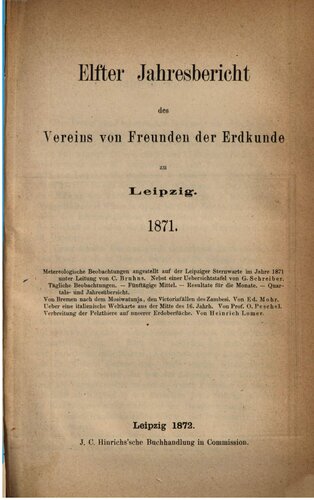 Jahresbericht des Vereins von Freunden der Erdkunde zu Leipzig / 1871