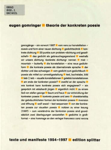 Theorie der konkreten Poesie: Texte und Manifeste 1954-1997