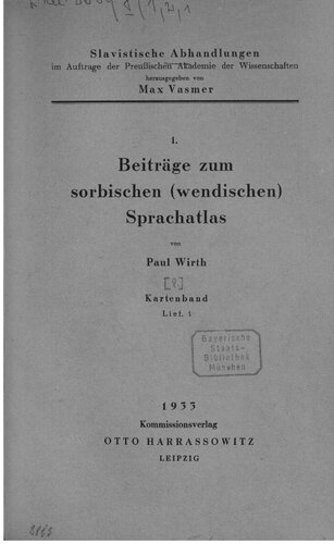 Beiträge zum sorbischen (wendischen) Sprachatlas