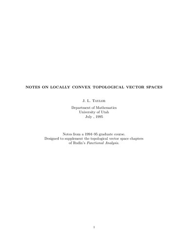 Notes on Locally Convex Topological Vector Spaces