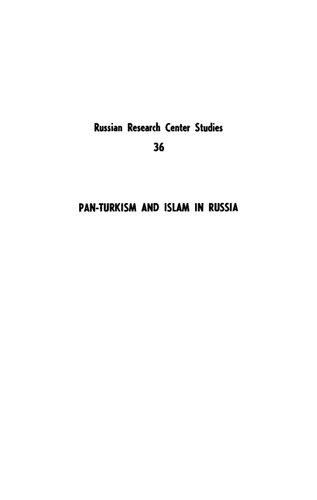 Pan Turkism And Islam In Russia