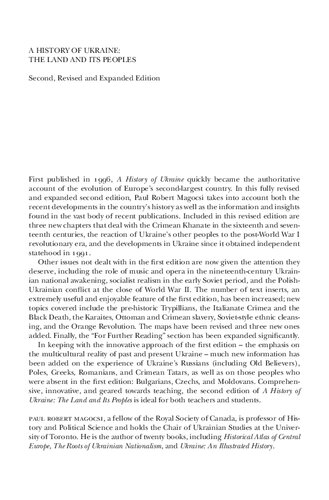 History of Ukraine: The Land and Its Peoples