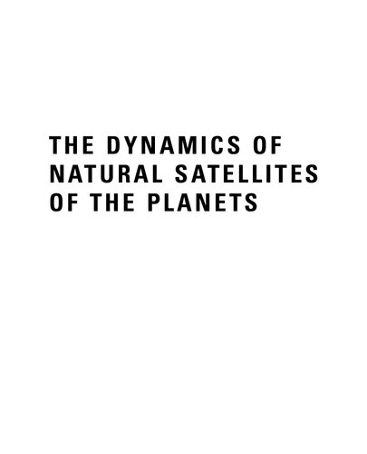 The dynamics of natural satellites of the planets