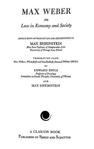 Max Weber on Law in Economy and Society