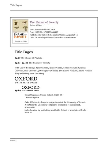 The Shame of Poverty