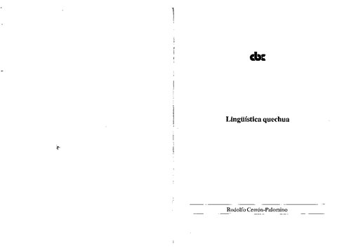 Lingüística quechua (Quechuan Linguistics)