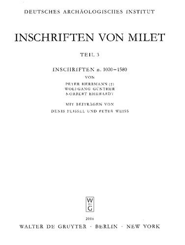 Inschriften von Milet. Teil 3, Inschriften n. 1020-1580