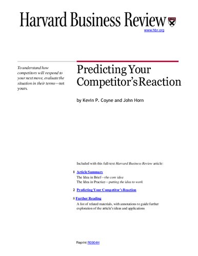 Predicting Your Competitor's Reaction