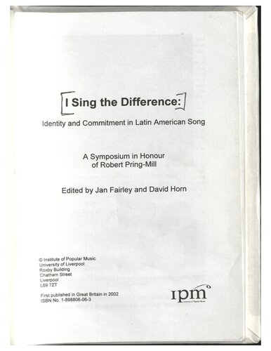 I Sing the Difference: Identity and Commitment in Latin American Song