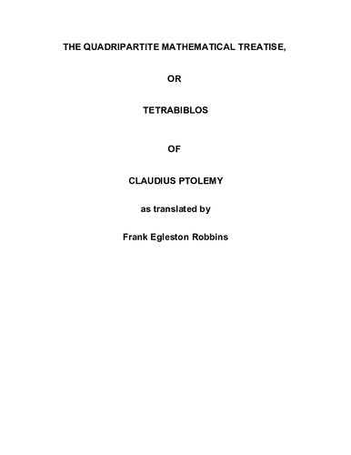 Tetrabiblos (Robbins Edition)