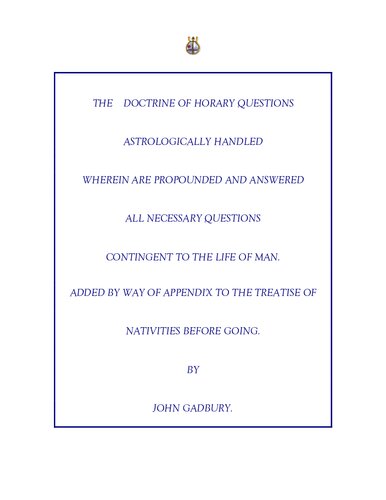 The Doctrine of Horary Questions