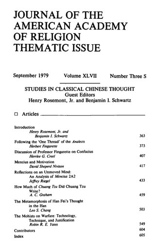 Studies in Classical Chinese Thought