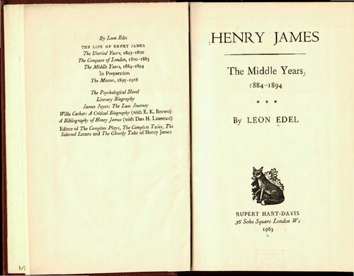 Henry James: The Middle Years 1884-94
