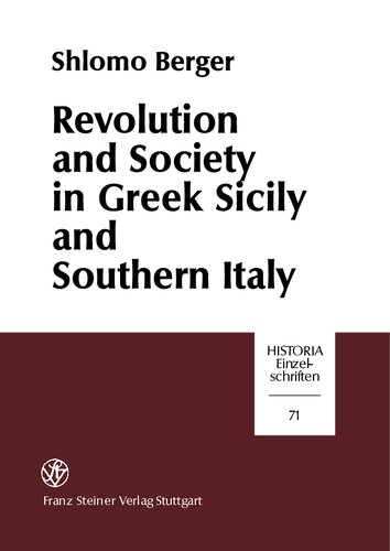 Revolution and Society in Greek Sicily and Southern Italy