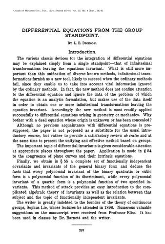 Differential equations from the group standpoint