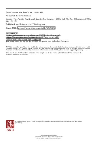 Jim Crow in the Tri-Cities: 1943-1950