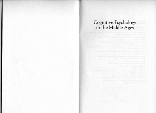 Cognitive Psychology in the Middle Ages (Contributions in Psychology)
