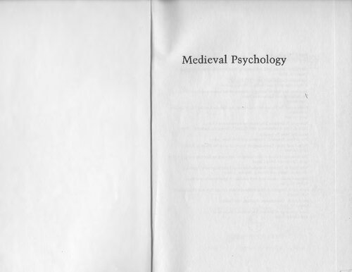 Medieval Psychology: (Contributions in Psychology)