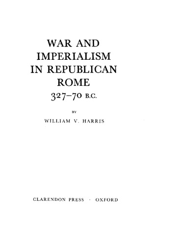 War and Imperialism in Republican Rome: 327-70 B.C.