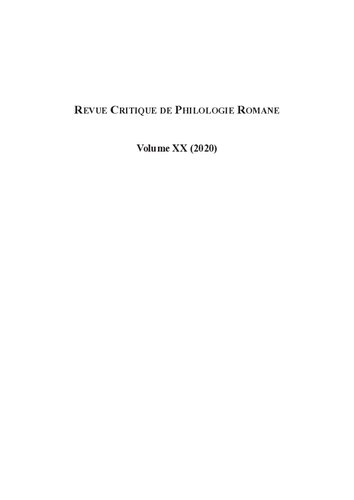 Revue critique de philologie romane - Volume 20