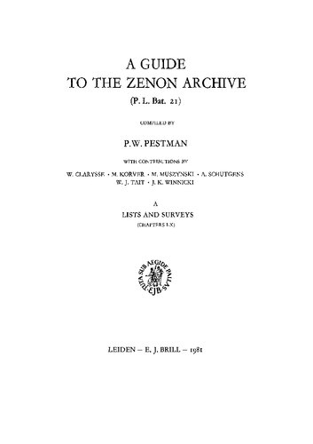 A Guide to the Zenon Archive (P.L. Bat. 21)