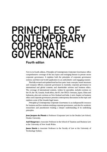 Principles of Contemporary Corporate Governance (4th Edition)