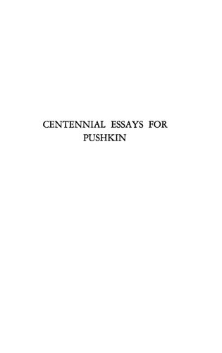 Centennial Essays for Pushkin