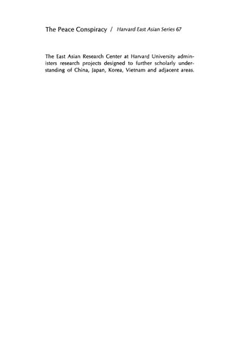 The Peace Conspiracy: Wang Ching-wei and the China War, 1937-41