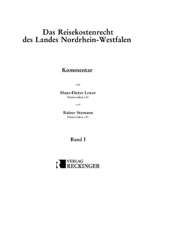 Das Reisekostenrecht des Landes Nordrhein-Westfalen
