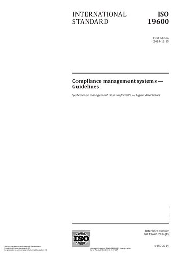 ISO 19600 Compliance Management System Guidelines