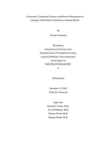 Commoners: Cooperation, Fairness, and Resource Management in Changing Tzotzil-Maya Communities, Southern Mexico