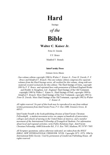 Hard Sayings of the Bible