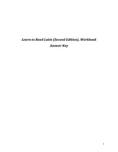 (Answer Key) Learn to Read Latin Workbook