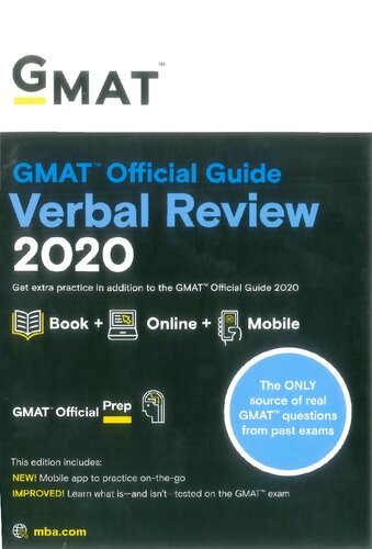 GMAT Official Guide 2020 Verbal Review: Book + Online Question Bank