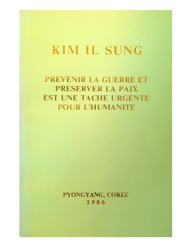 Prevenir la guerre et preserver la paix est une tache urgente pour l’humanitè