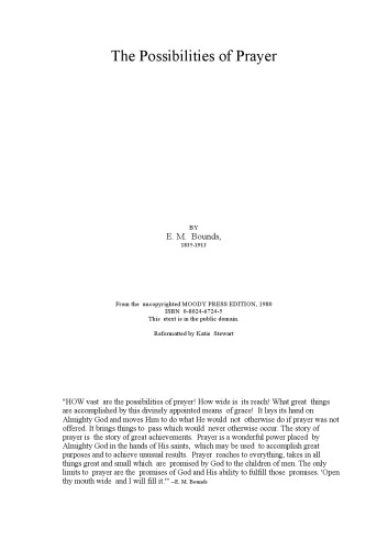 Possibilities of Prayer