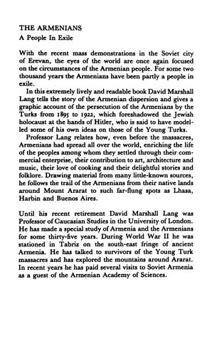 The Armenians: A People in Exile