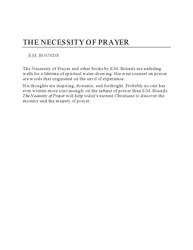 Necessity of Prayer