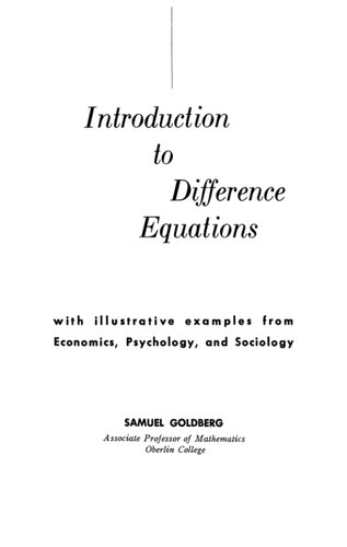 Introduction to Difference Equations