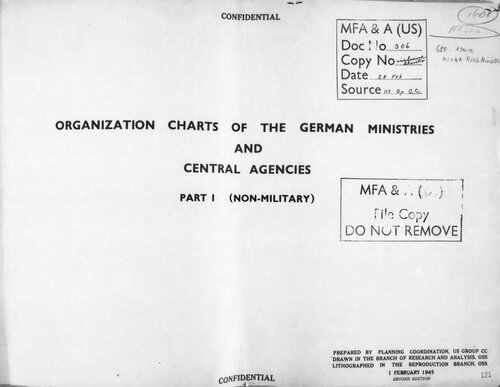 Organization Charts of the German Ministries and Central Agencies. Part I (non-military)