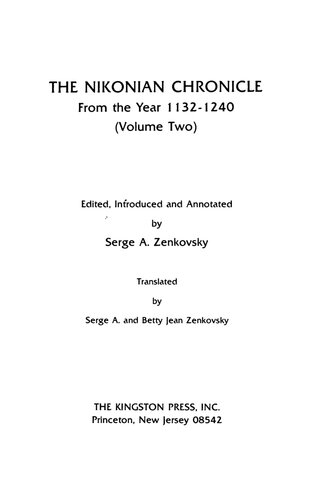 The Nikonian Chronicle: From the Year 1132-1240 (Volume Two)