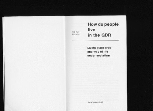 How do people live in the GDR : living standards and way of life under socialism