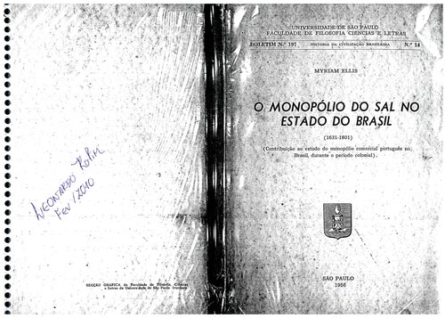 O monopólio do sal no estado do Brasil (1631-1801) - Período Colonial