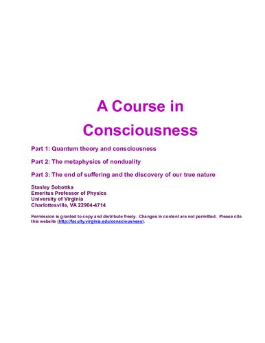 A course in consciousness