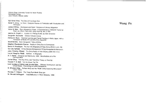 Wang Fu and the Comments of a Recluse