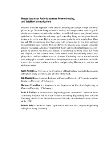 Phased Arrays for Radio Astronomy, Remote Sensing, and Satellite Communications