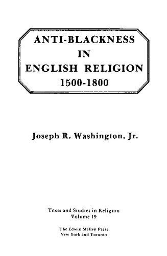Anti-Blackness in English Religion, 1500-1800