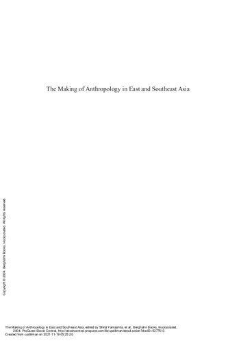 The Making of Anthropology in East and Southeast Asia